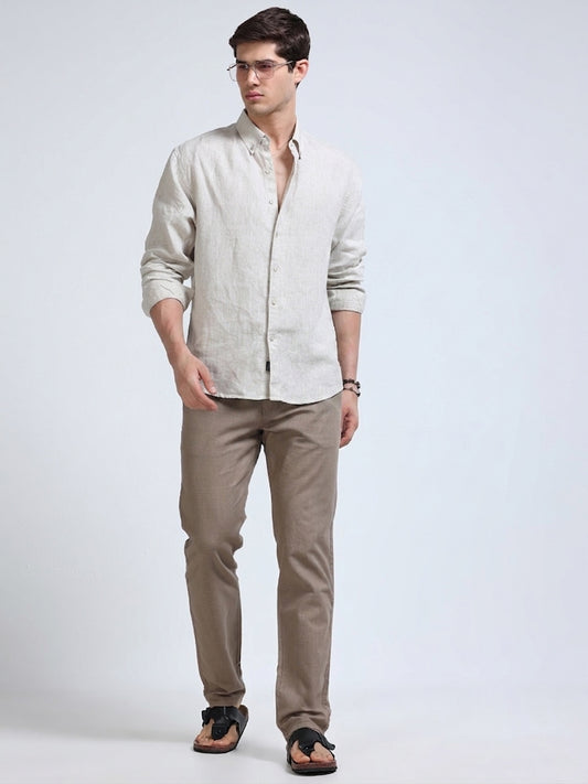 Raw Linen Pants - Taupe