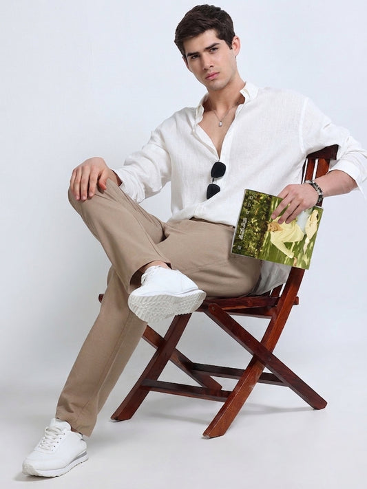 Raw Linen Pants - Khaki
