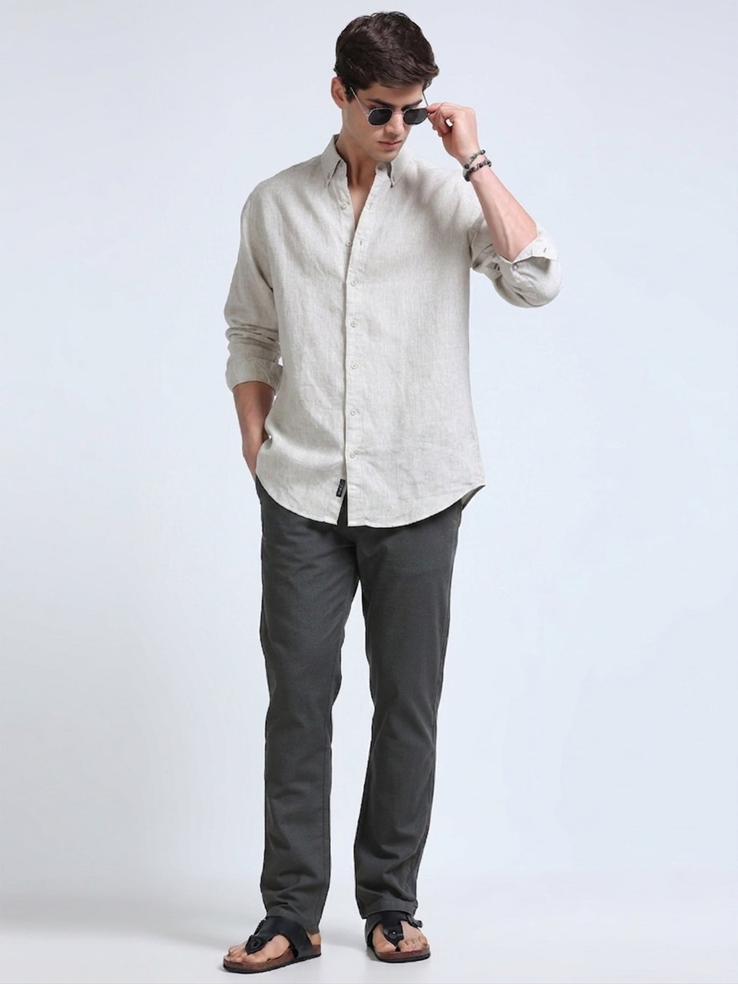 Raw Linen Pants - Charcoal Grey
