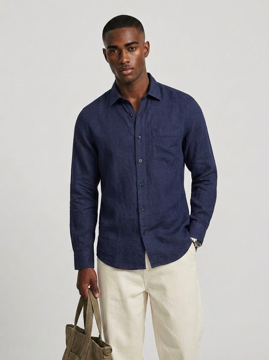 Pure Linen F/S - Navy Blue
