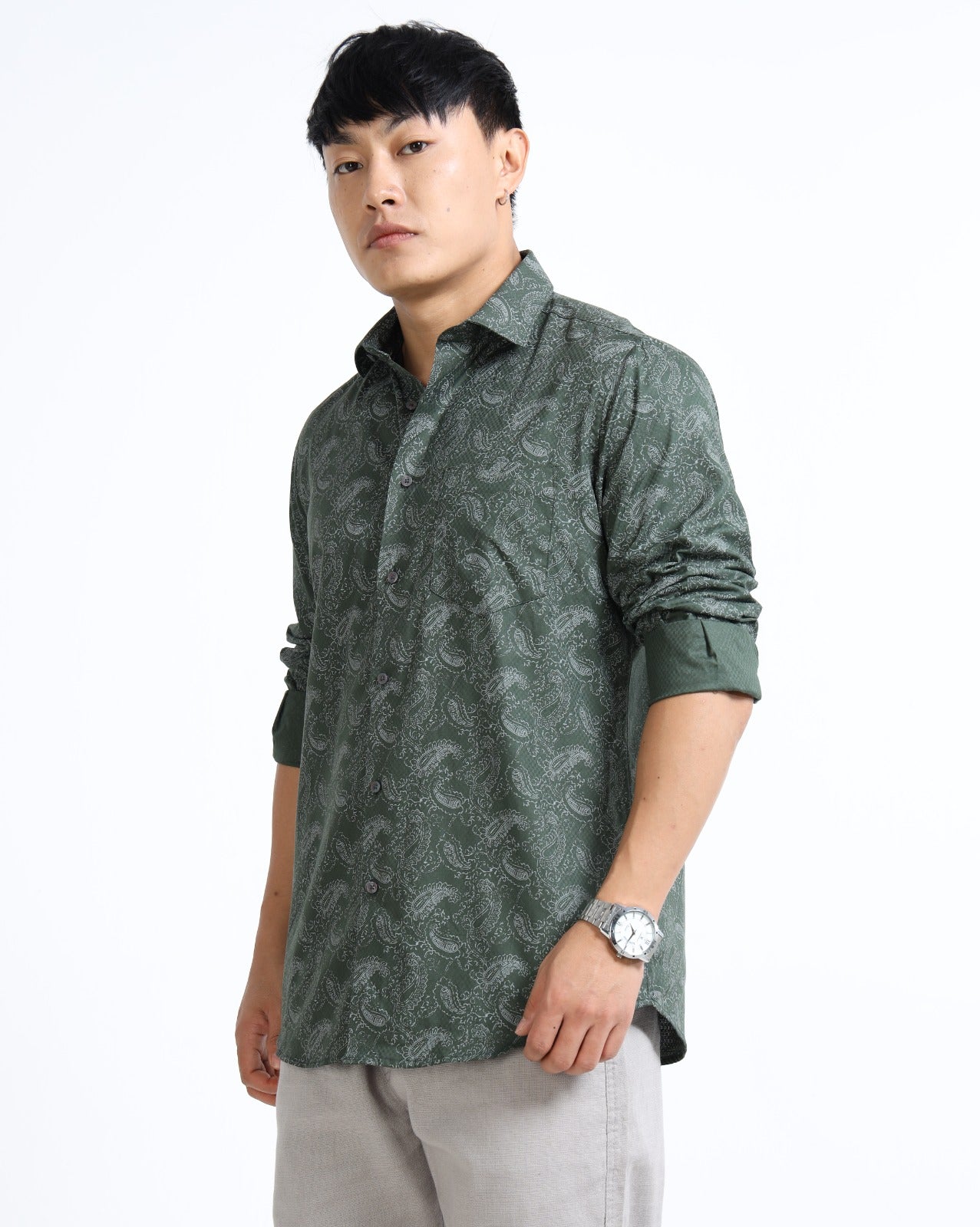 Green Paisley Print Shirt
