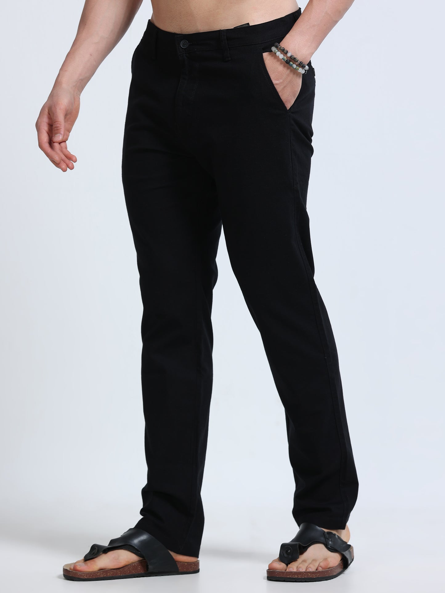 Raw Linen Pants - Black